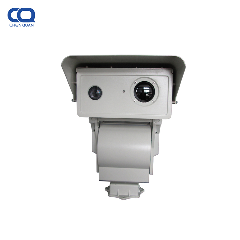 Cámara de seguridad térmica PTZ con zoom para exteriores de 360 ​​grados de defensa costera de vigilancia de barcos de día de 35 km